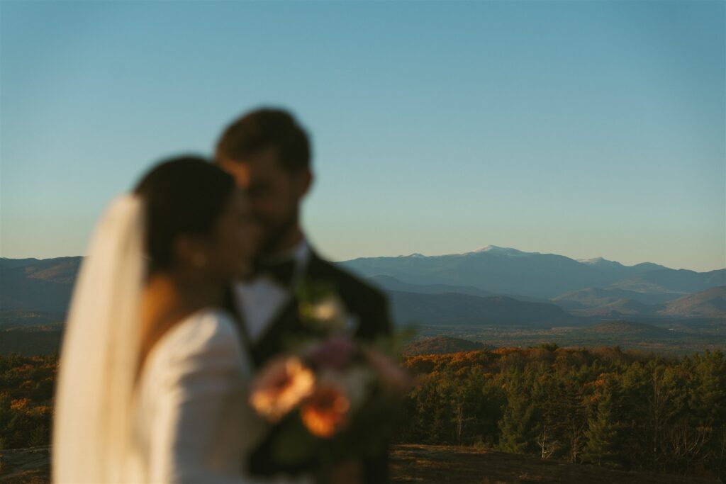 Mountain view at sunset during a White Mountains elopement in New Hampshire